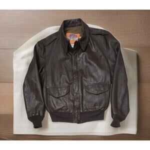Cooper Type A-2 USAF Brown Leather Bomber Pilot Flight Jacket Coat Size 42R